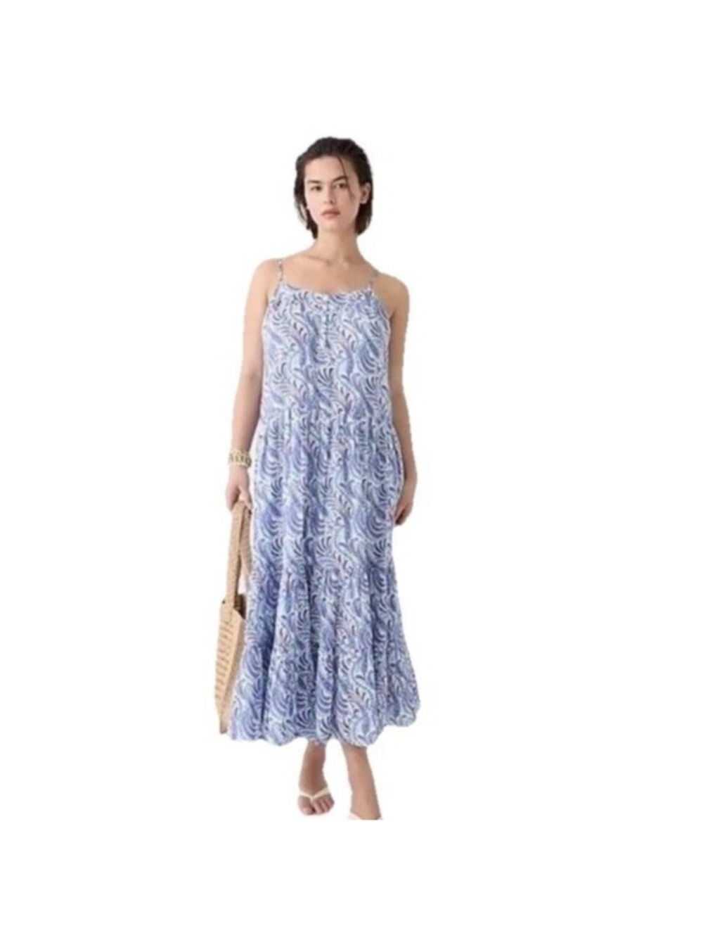 J Crew EUC Tiered cotton voile maxi dress purple paisley Small